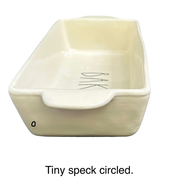 Rae Dunn BAKE Baking Dish Pan White Black Large Letters Dimples NWT 2017 OG - Picture 7 of 17